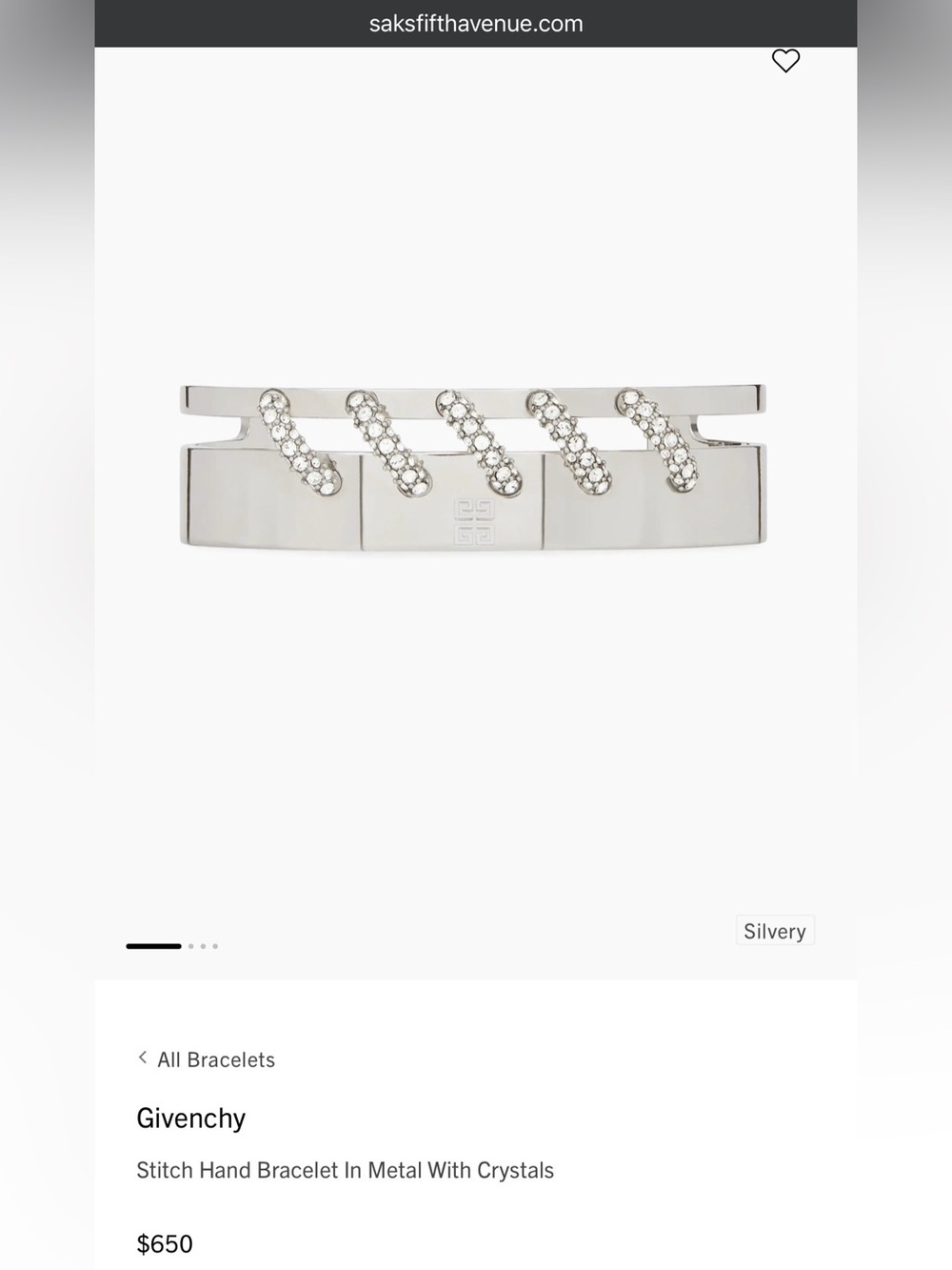 Givenchy Stitch Hand Bracelet In Metal With Crystals
